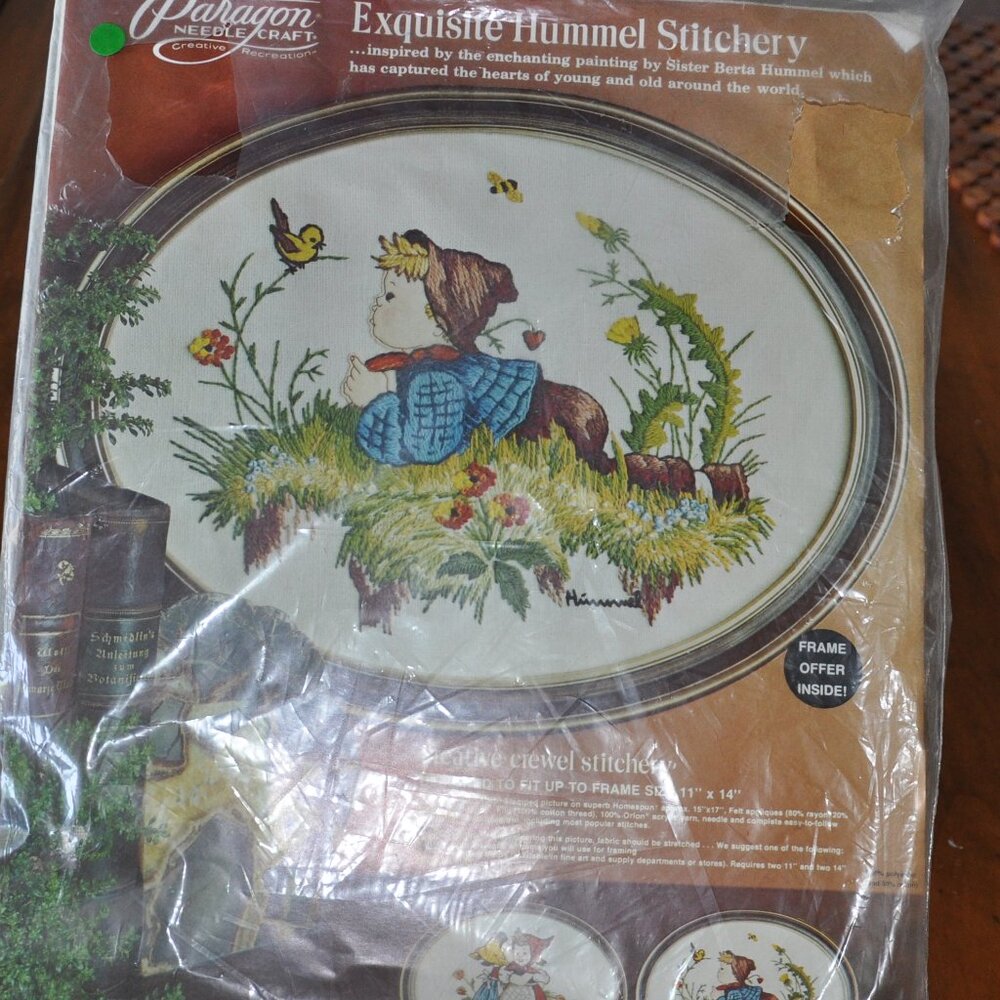New Vintage 1976 Paragon Needle Craft Exq. Hummel Stitchery Boy With Bird 0465